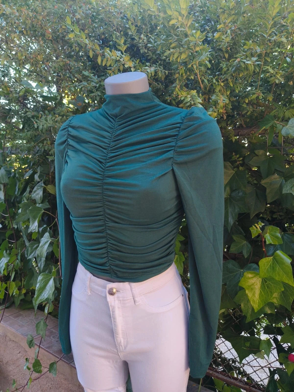 Top Fruncido Elegante - Verde Botella (Manga Larga) – La Boutique – taille XS / 34 / 6 2
