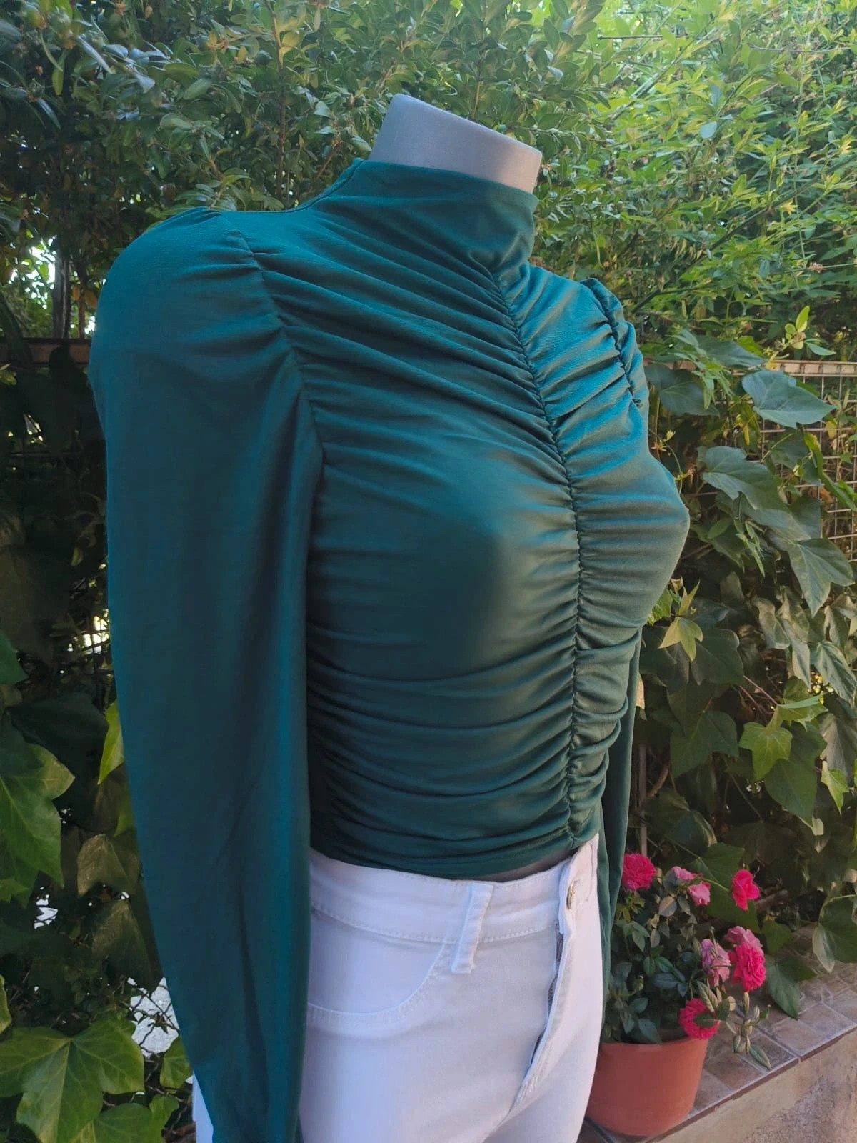 Top Fruncido Elegante - Verde Botella (Manga Larga) – La Boutique – taille XS / 34 / 6 5