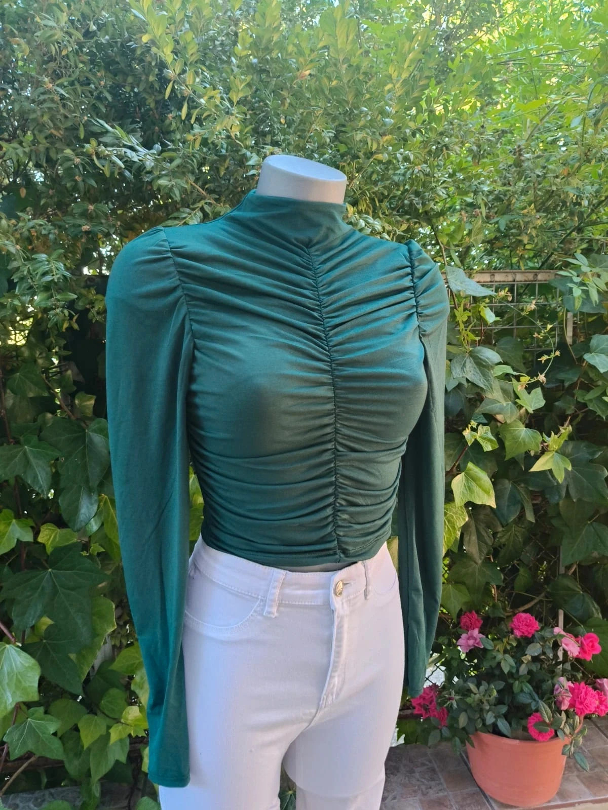Top Fruncido Elegante - Verde Botella (Manga Larga) – La Boutique – taille XS / 34 / 6 3