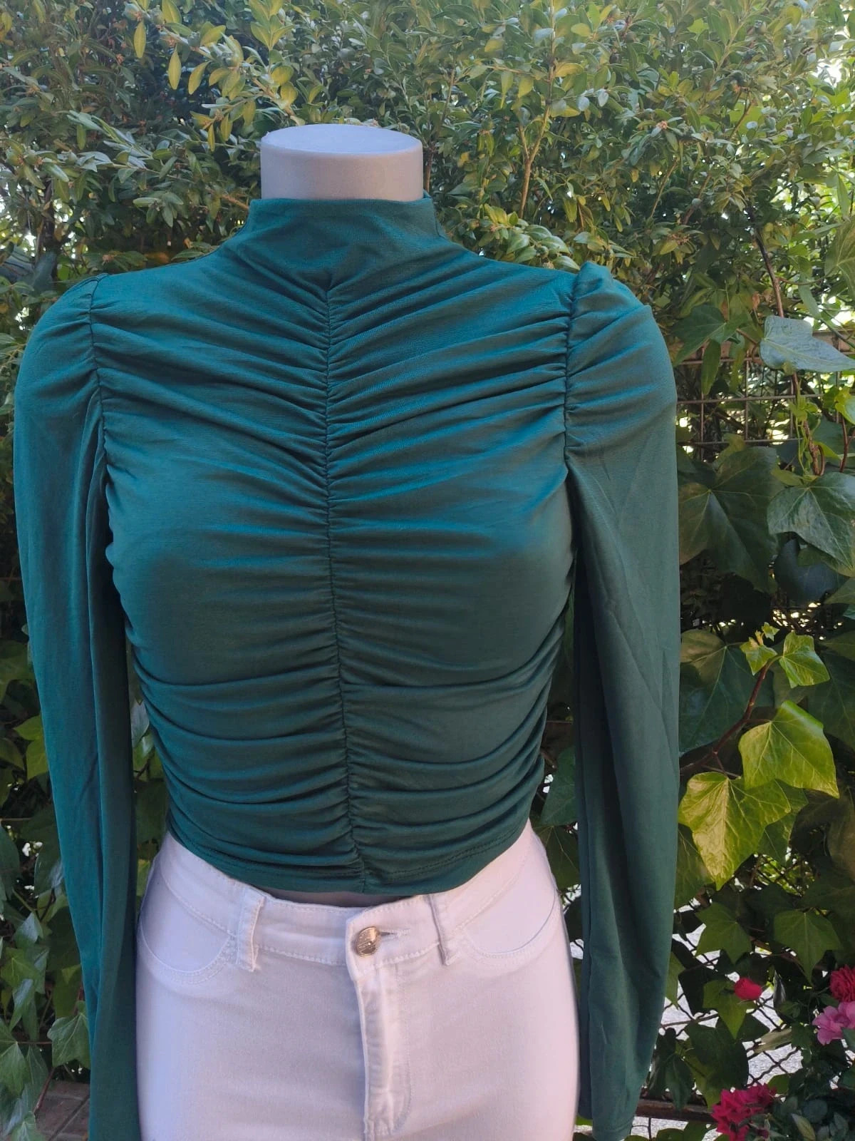 Top Fruncido Elegante - Verde Botella (Manga Larga) – La Boutique – taille XS / 34 / 6 4
