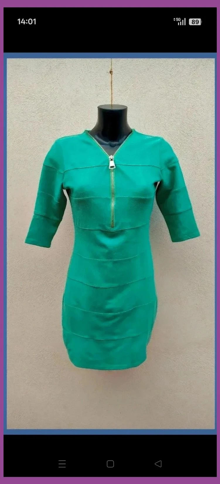 Vestido Ajustado verde Bonabella Talla M/L con Cremallera y Relieve 🌈 – Bonabella – taille M / 38 / 10
