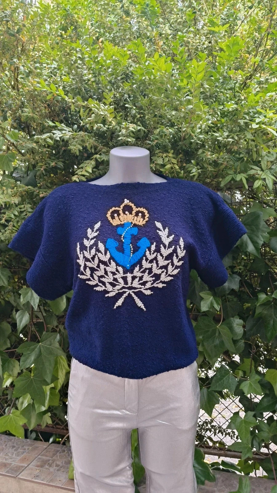 Jersey Vintage Estilo Navy - Azul Eléctrico - Detalles Bordados 🌈 – Vintage Boutique – taille Taille unique 2