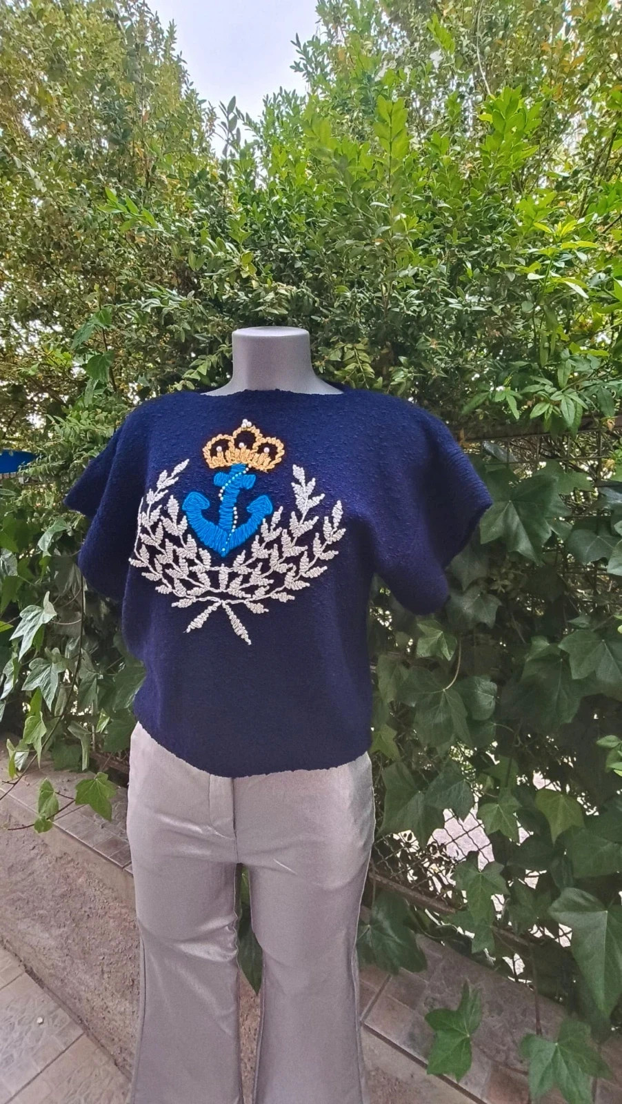 Jersey Vintage Estilo Navy - Azul Eléctrico - Detalles Bordados 🌈 – Vintage Boutique – taille Taille unique 3