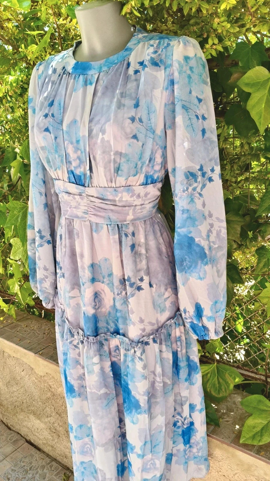 Vestido Midi Floral Dazy - Azul y gris 🩶 – Dazy – taille XL / 42 / 14 4