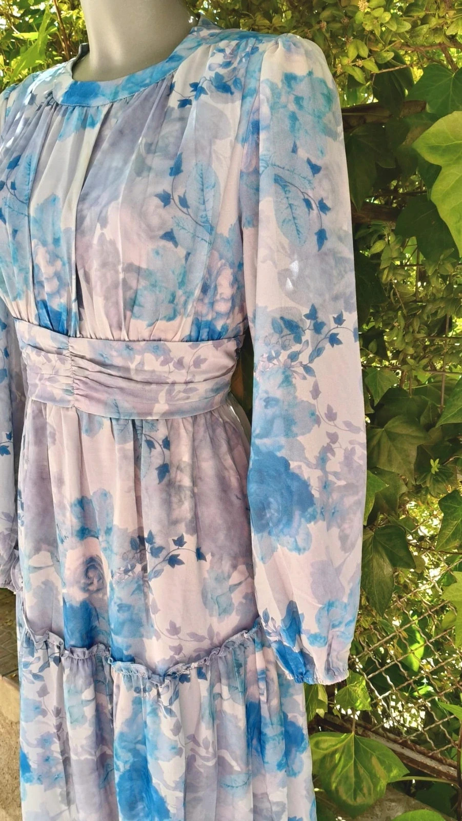 Vestido Midi Floral Dazy - Azul y gris 🩶 – Dazy – taille XL / 42 / 14 5