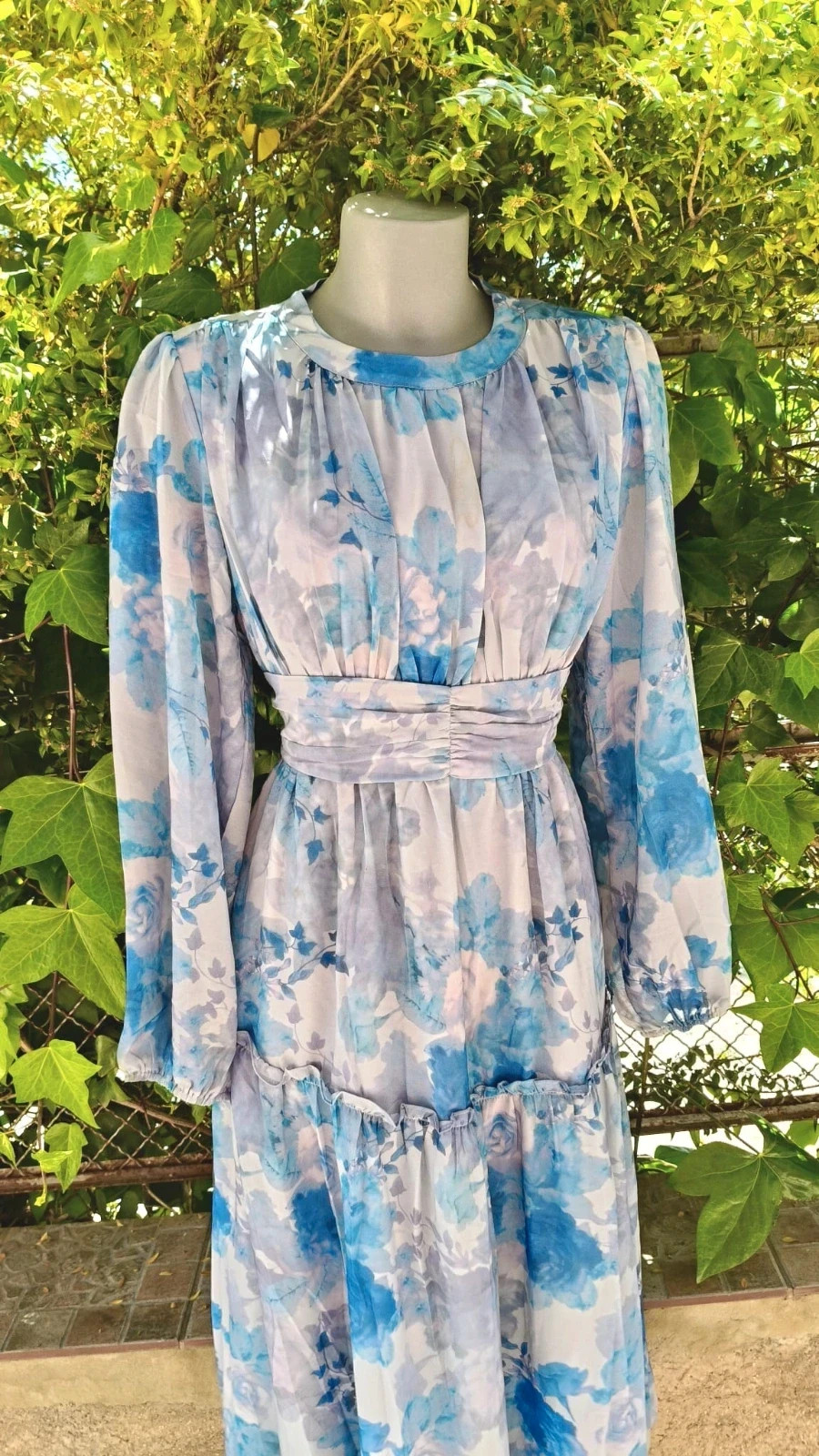 Vestido Midi Floral Dazy - Azul y gris 🩶 – Dazy – taille XL / 42 / 14 2