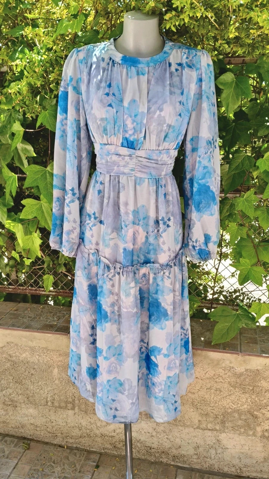 Vestido Midi Floral Dazy - Azul y gris 🩶 – Dazy – taille XL / 42 / 14 3