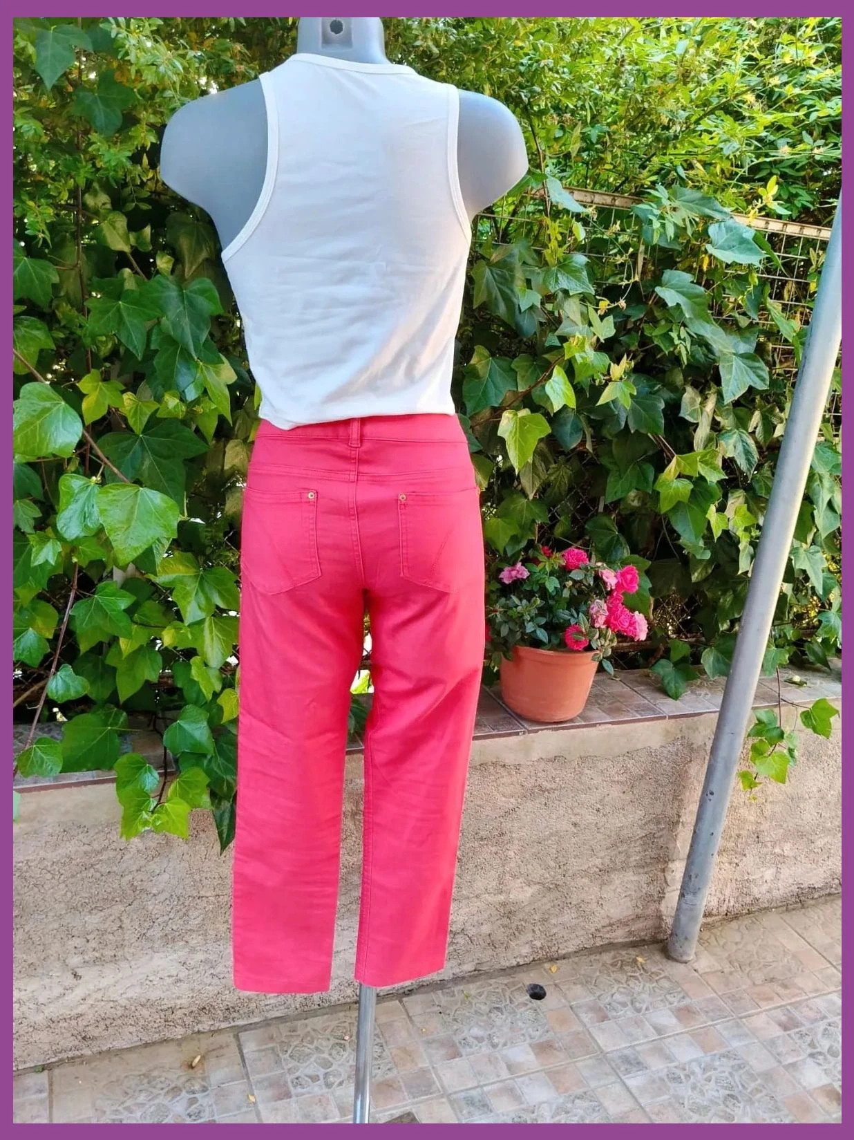 Pantalón Recto Coral / Rosa Intenso - Talla 40 🌈 – Walk And Talk – taille L / 40 / 12 4