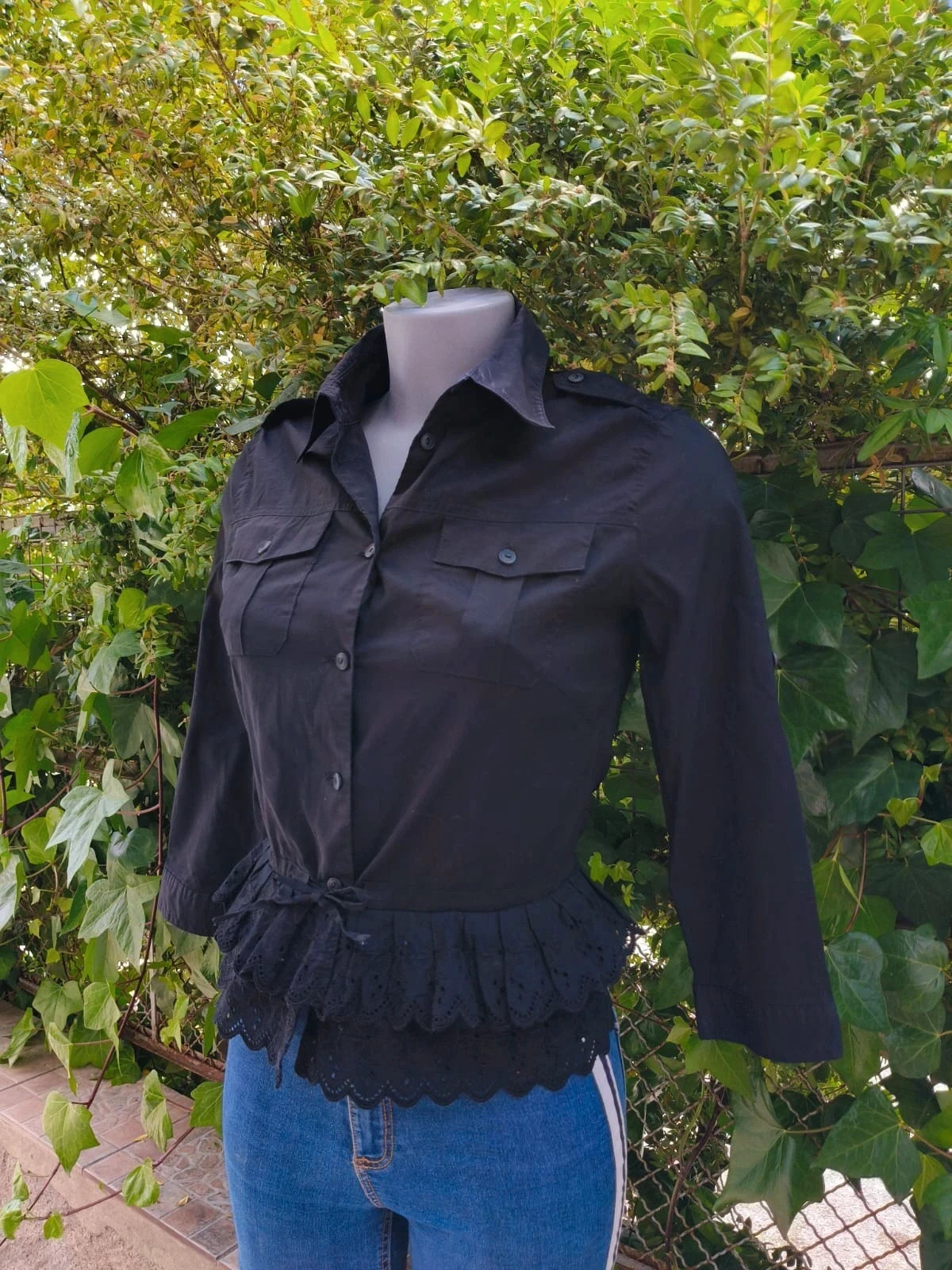 Blusa Negra con Peplo de Bordado Inglés - Comptoir des Cotonniers (Talla 36) 🌈 – Comptoir des Cotonniers – taille S / 36 / 8 2