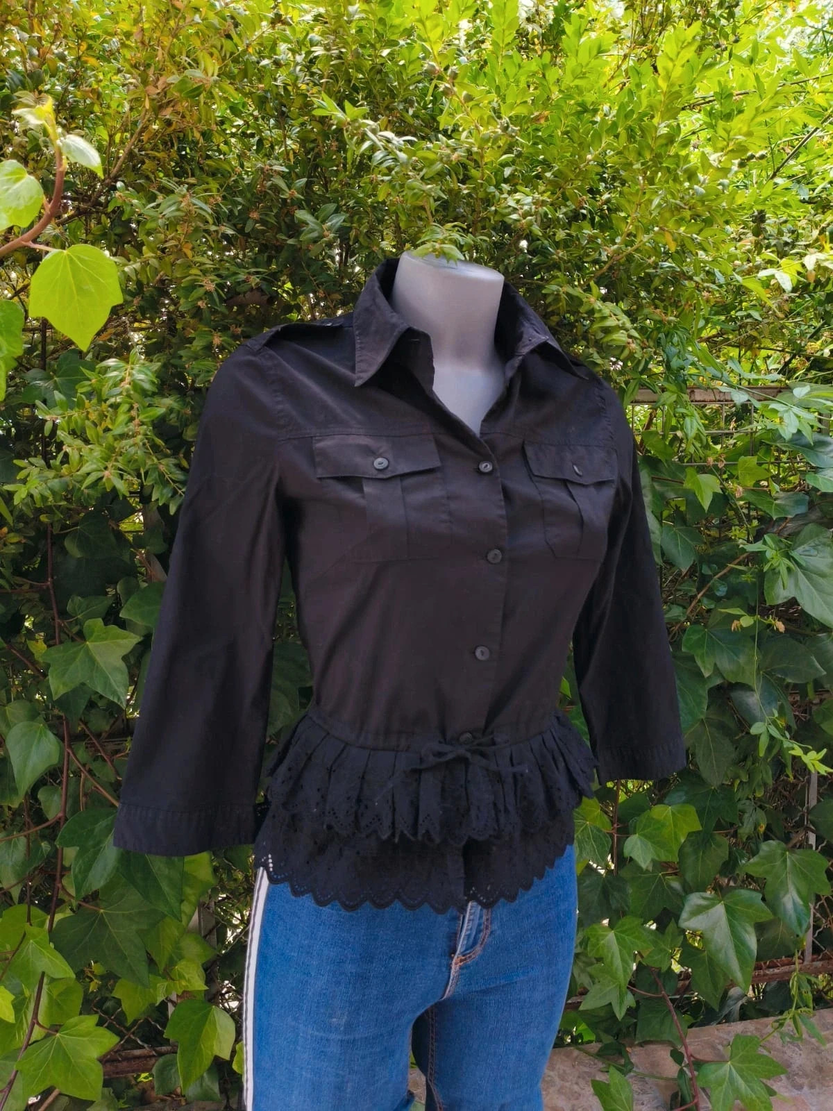 Blusa Negra con Peplo de Bordado Inglés - Comptoir des Cotonniers (Talla 36) 🌈 – Comptoir des Cotonniers – taille S / 36 / 8 3