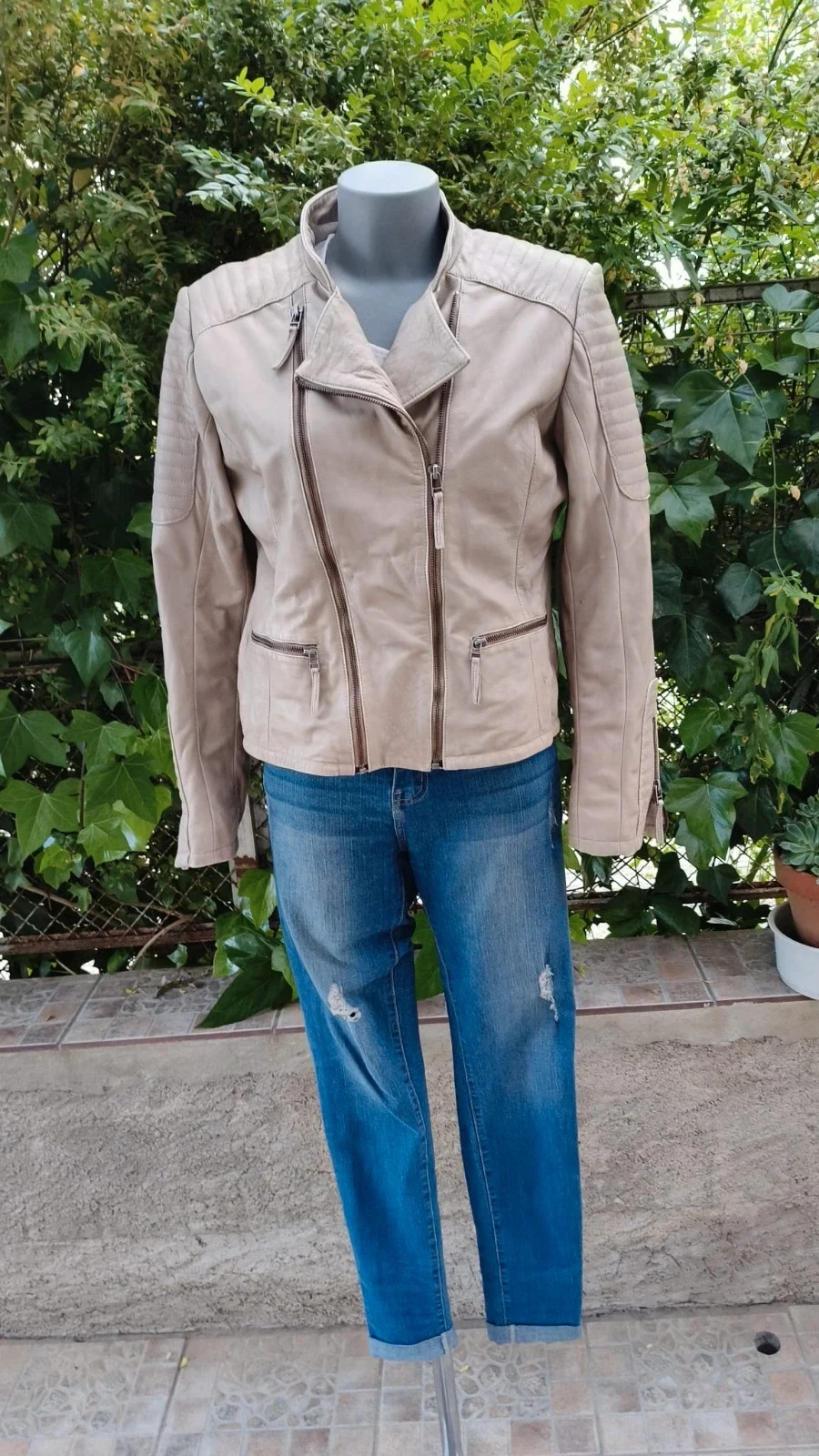 Chaqueta Biker de Piel Nappa - Change by White Label 🌈 – Vintage Boutique – taille L / 40 / 12 3