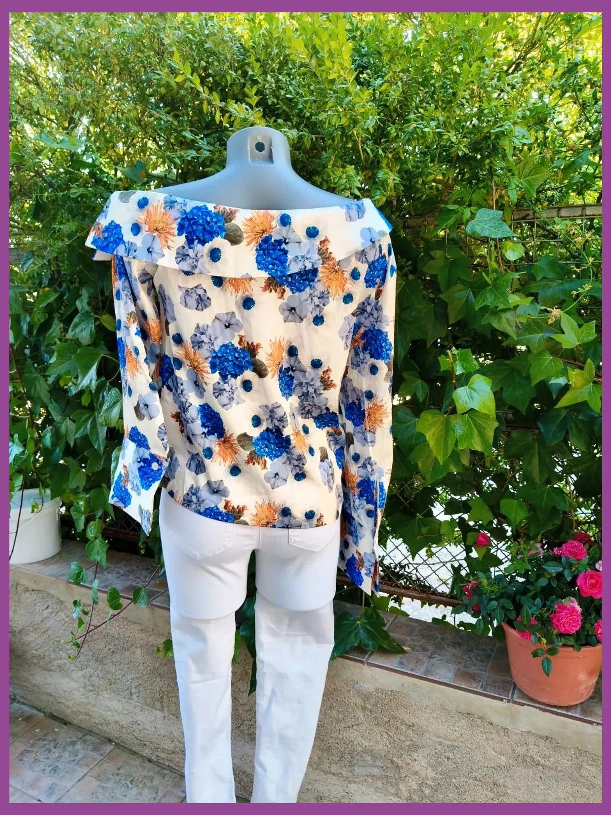 Blusa Satinada de Flores con Escote Bardot - Andrea Hedenstedt x NA-KD 🌈 – NA-KD – taille M / 38 / 10 4