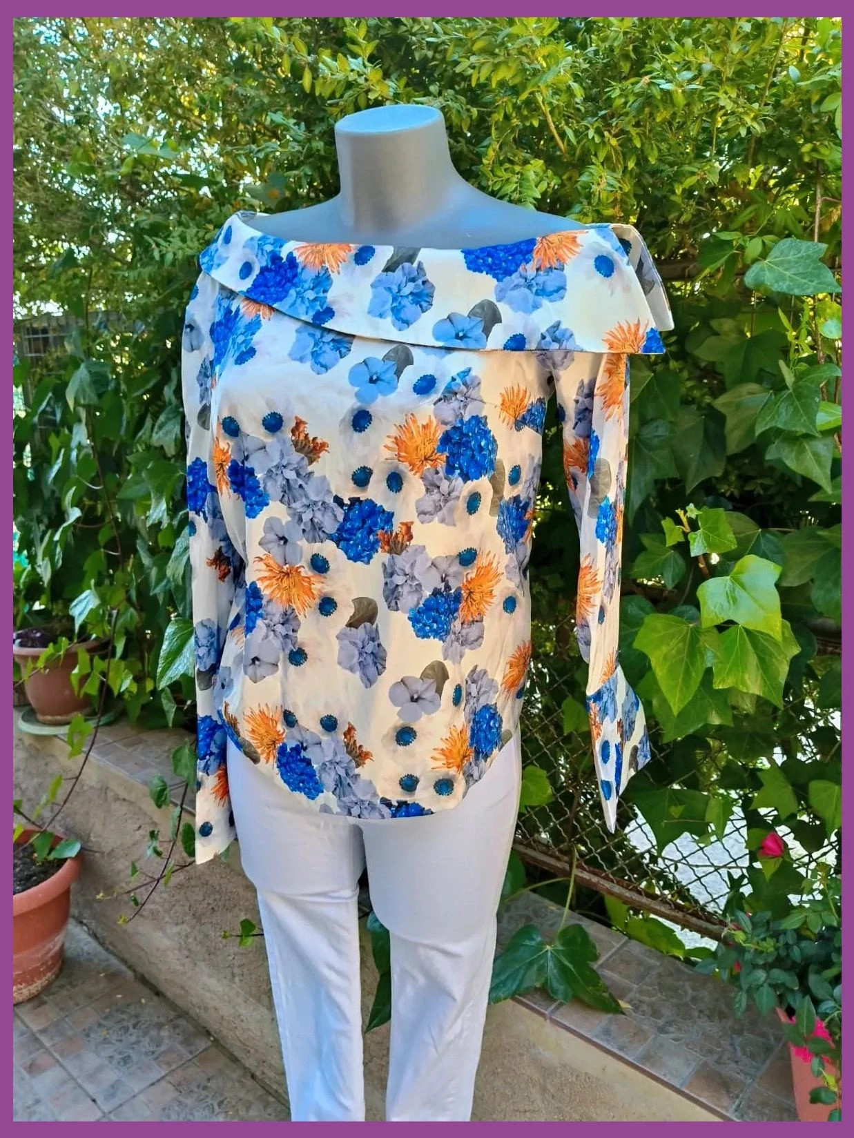 Blusa Satinada de Flores con Escote Bardot - Andrea Hedenstedt x NA-KD 🌈 – NA-KD – taille M / 38 / 10 2