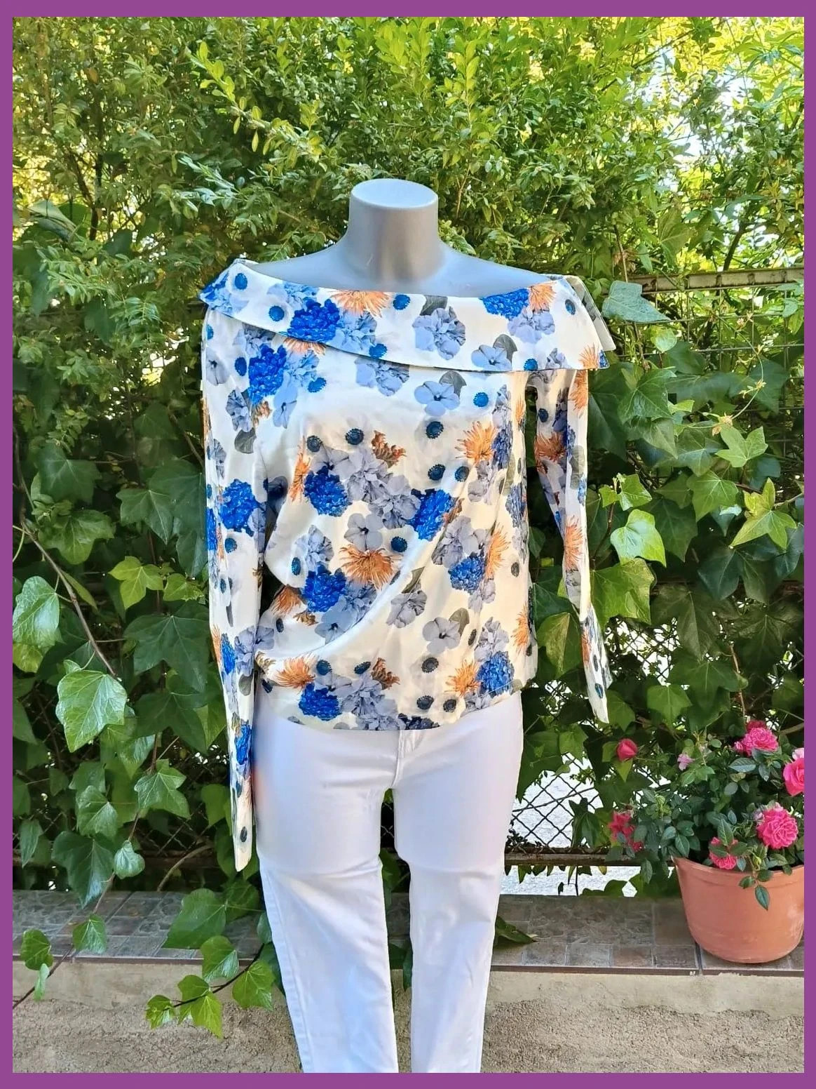 Blusa Satinada de Flores con Escote Bardot - Andrea Hedenstedt x NA-KD 🌈