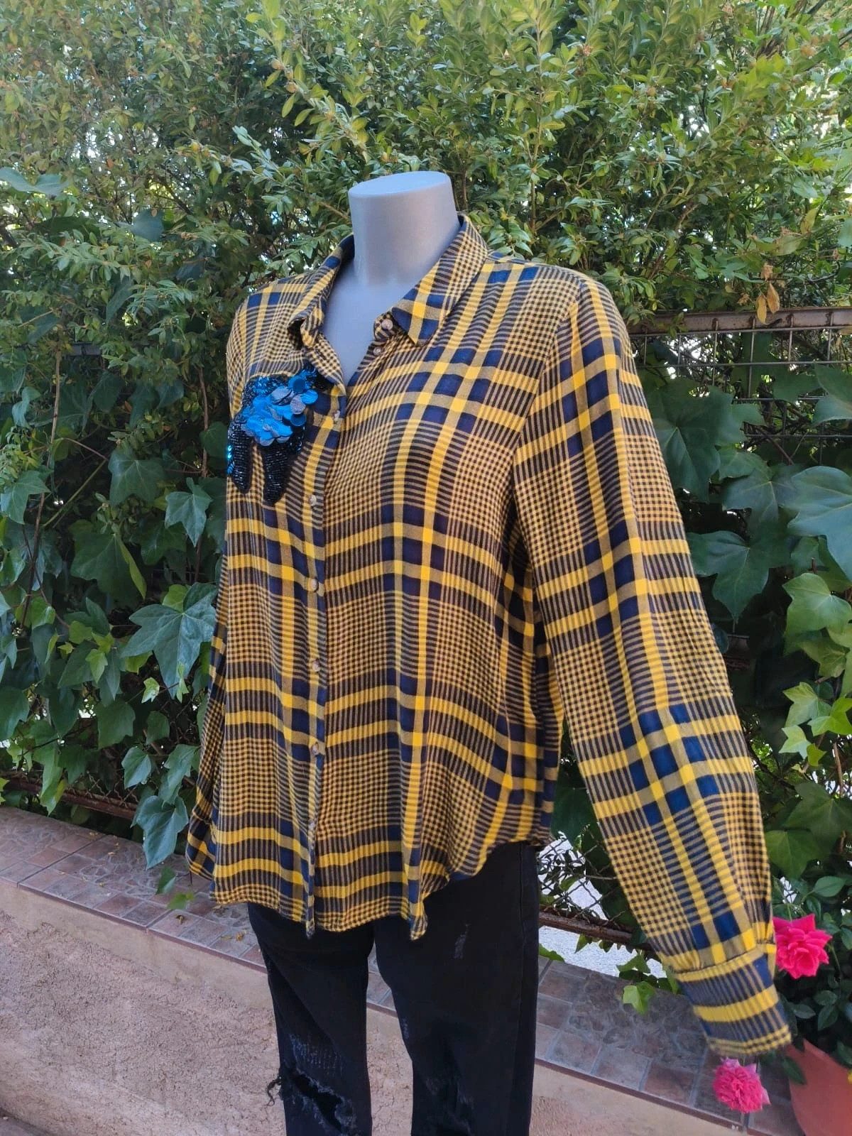 Camisa de Cuadros con Lentejuelas – H&M (Talla 42) 🌈 – H&M – taille XL / 42 / 14 2