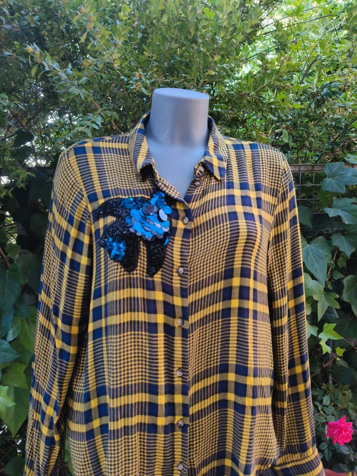 Camisa de Cuadros con Lentejuelas – H&M (Talla 42) 🌈 – H&M – taille XL / 42 / 14 3