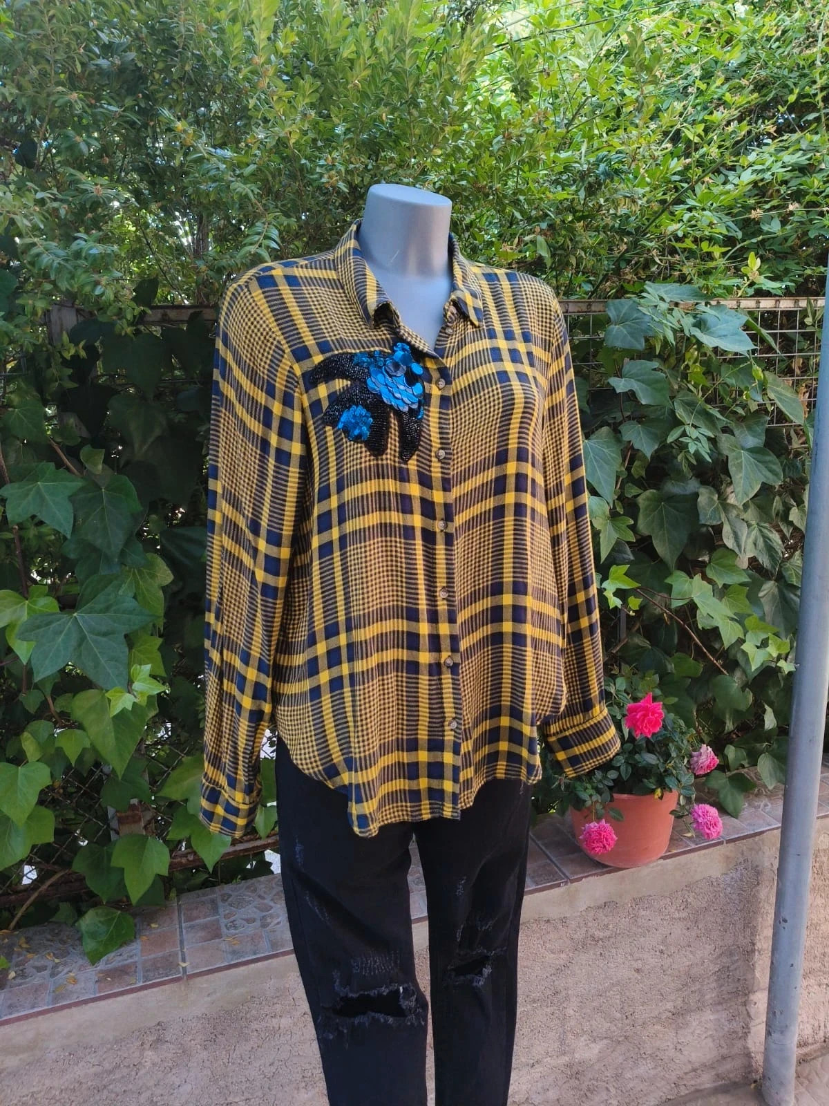 Camisa de Cuadros con Lentejuelas – H&M (Talla 42) 🌈 – H&M – taille XL / 42 / 14 4