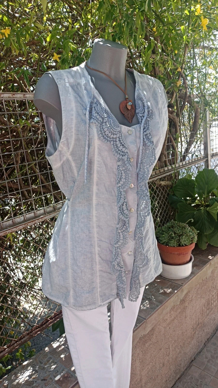 Blusa Gelco - Azul Clarito con Encaje 🌈 – GELCO – taille XL / 42 / 14 4