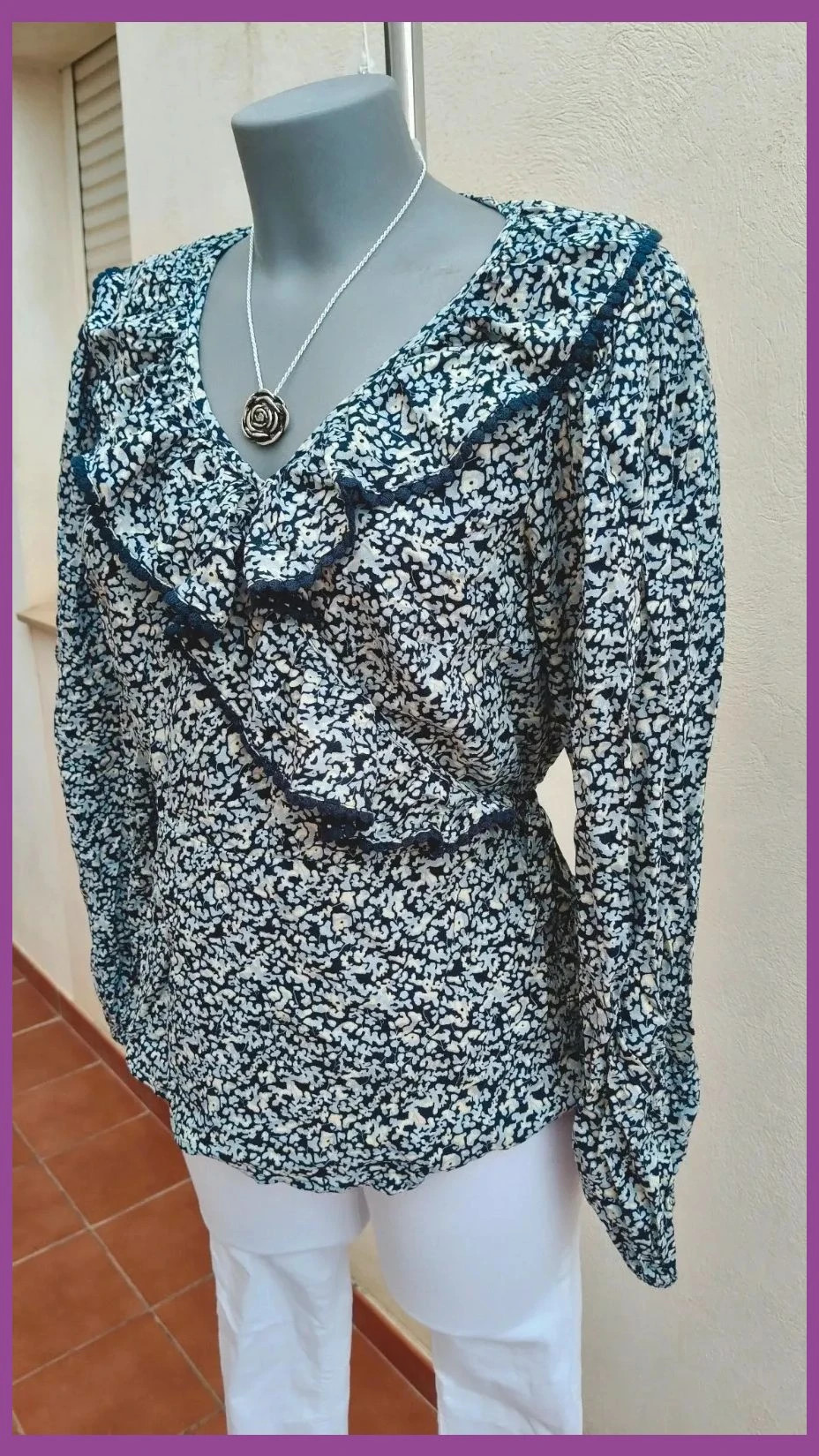 Blusa Floral con Volantes y Peplum - F&F (Talla 38/M) 🌈 – F&F – taille M / 38 / 10 3