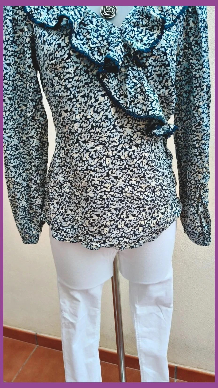 Blusa Floral con Volantes y Peplum - F&F (Talla 38/M) 🌈 – F&F – taille M / 38 / 10 4