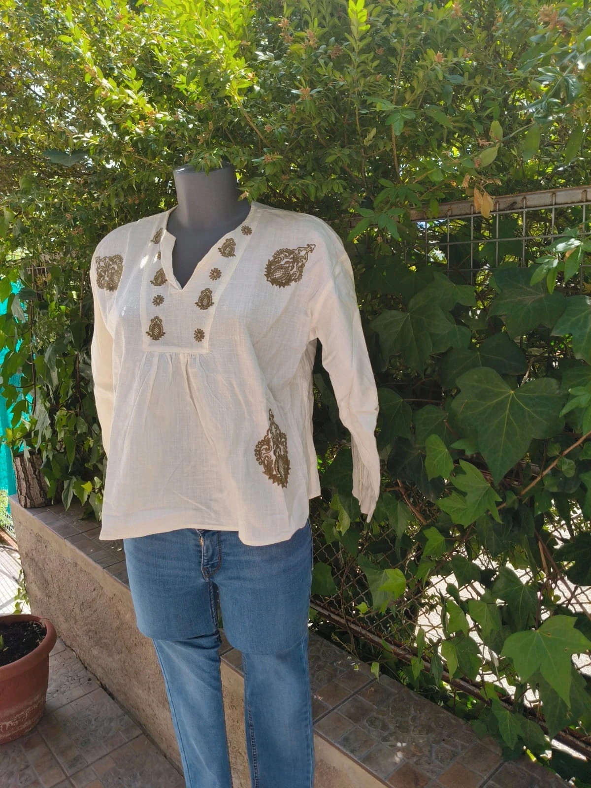 Blusa Túnica Boho con Bordados Étnicos – Talla M 🌈 – Boutique Bohéme – taille M / 38 / 10 3