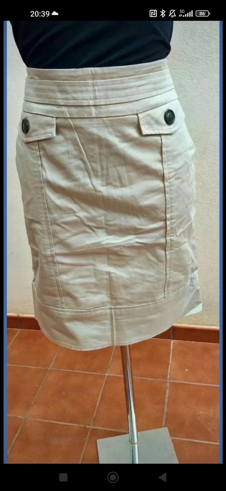 Falda de Tubo Beige/Gris Claro - Mango Suit (Talla 42) 🌈 – Mango – taille XL / 42 / 14 2