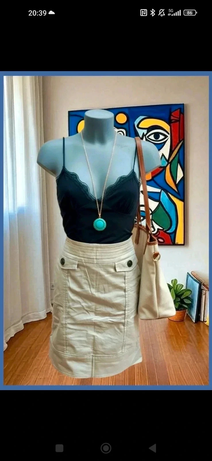 Falda de Tubo Beige/Gris Claro - Mango Suit (Talla 42) 🌈 – Mango – taille XL / 42 / 14