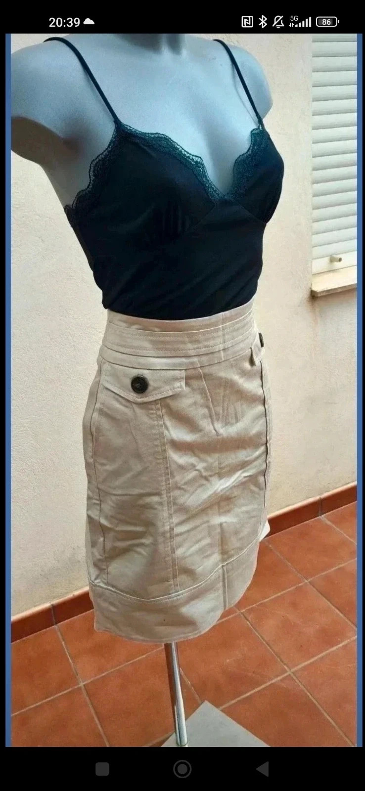 Falda de Tubo Beige/Gris Claro - Mango Suit (Talla 42) 🌈 – Mango – taille XL / 42 / 14 3