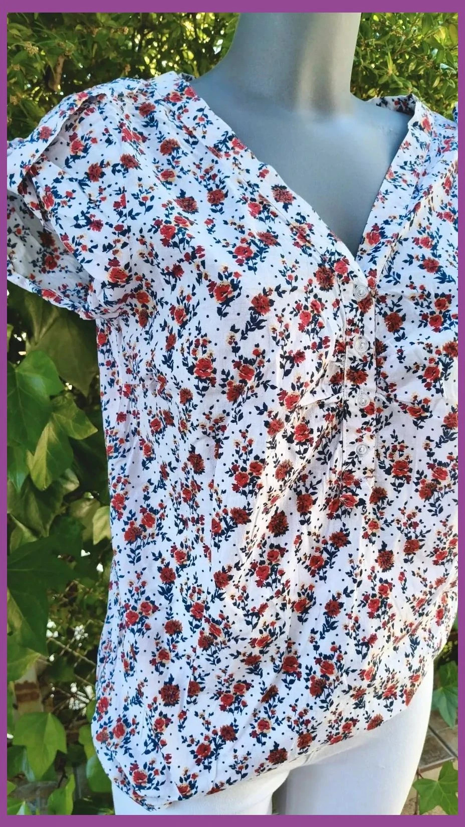 Blusa Floral 100% Algodón - Yessica (Talla 42) 🌈 – Yessica – taille XL / 42 / 14 5