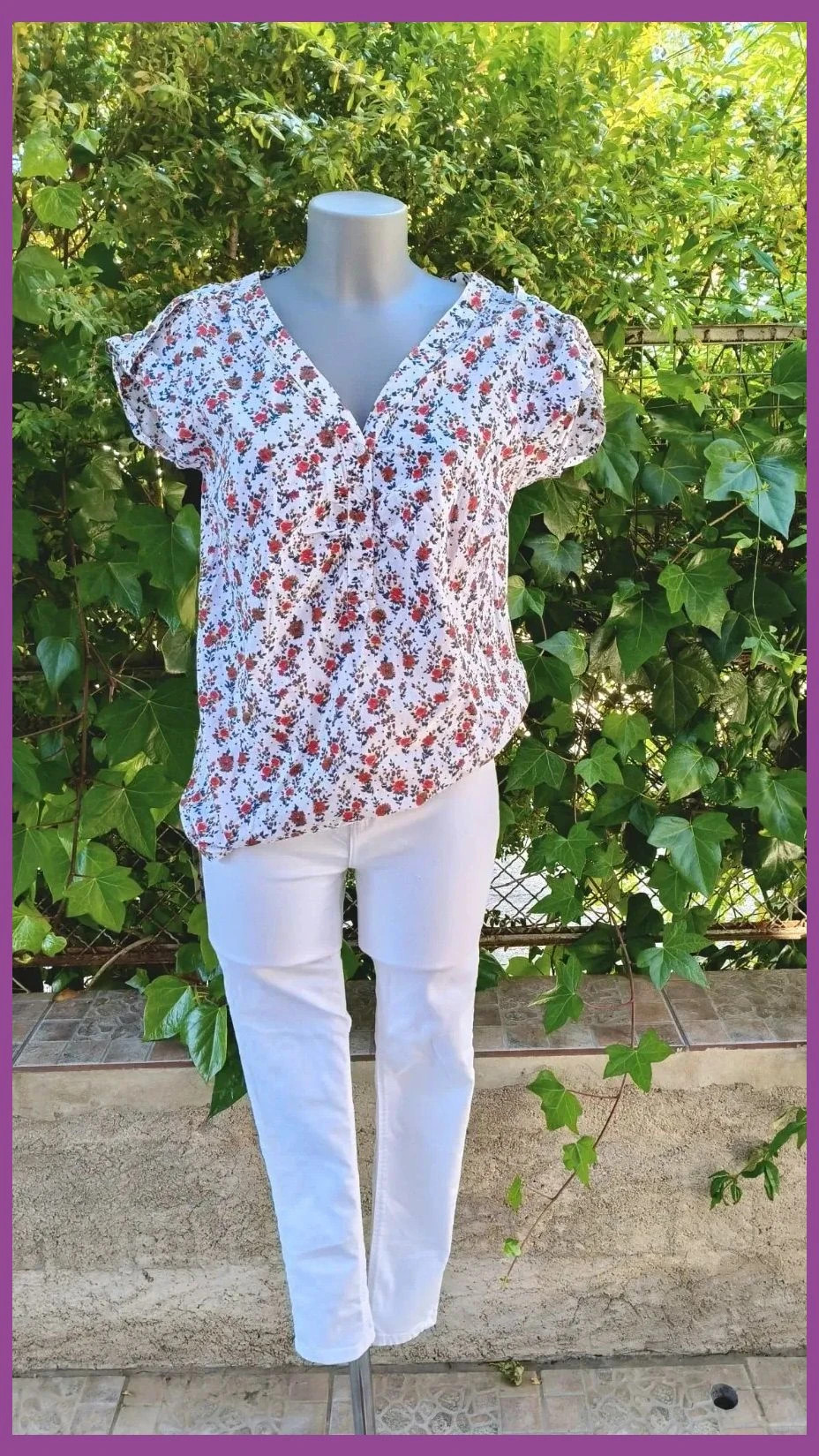 Blusa Floral 100% Algodón - Yessica (Talla 42) 🌈