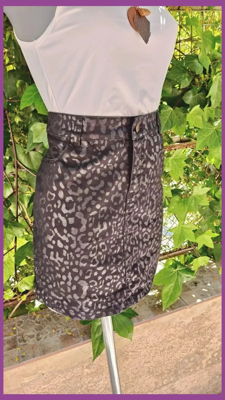 Minifalda Denim Animal Print – Talla XXL 🌈 – Denim – taille XXL / 44 / 16 3