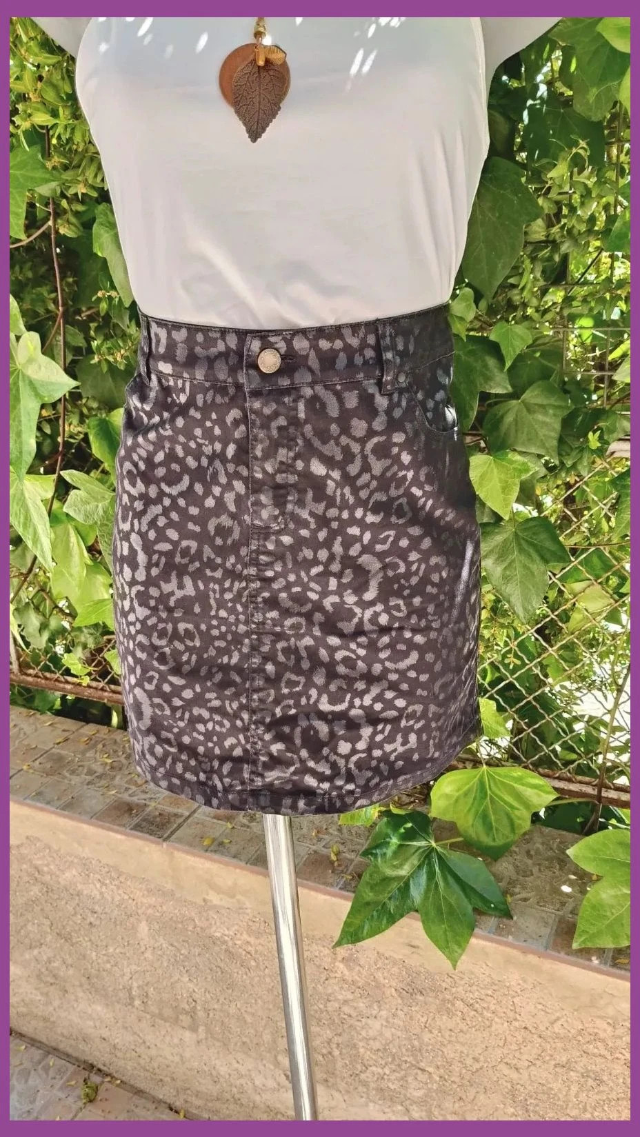 Minifalda Denim Animal Print – Talla XXL 🌈 – Denim – taille XXL / 44 / 16 2