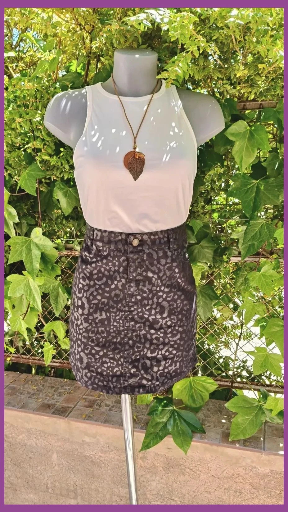 Minifalda Denim Animal Print – Talla XXL 🌈
