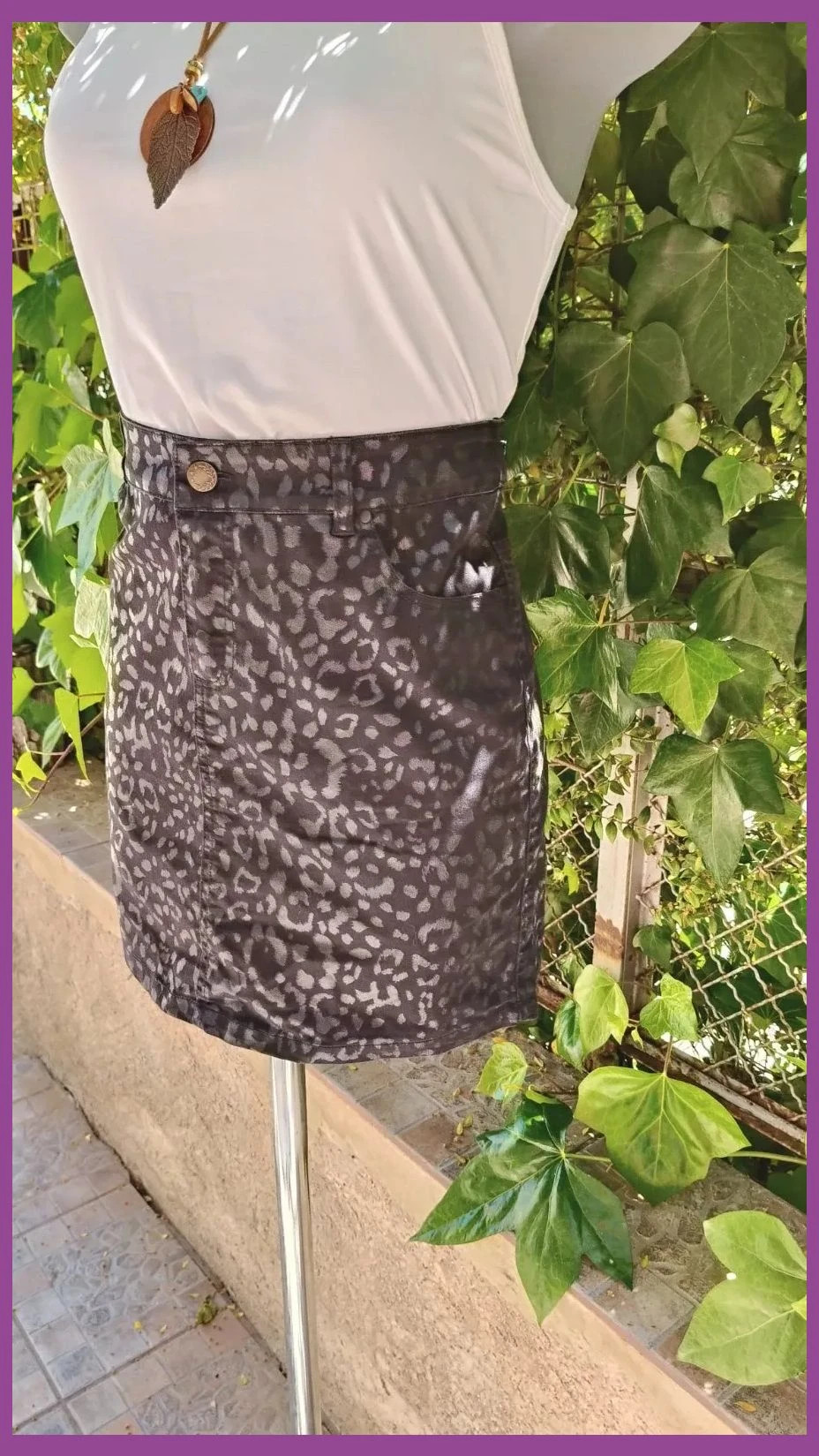 Minifalda Denim Animal Print – Talla XXL 🌈 – Denim – taille XXL / 44 / 16 4