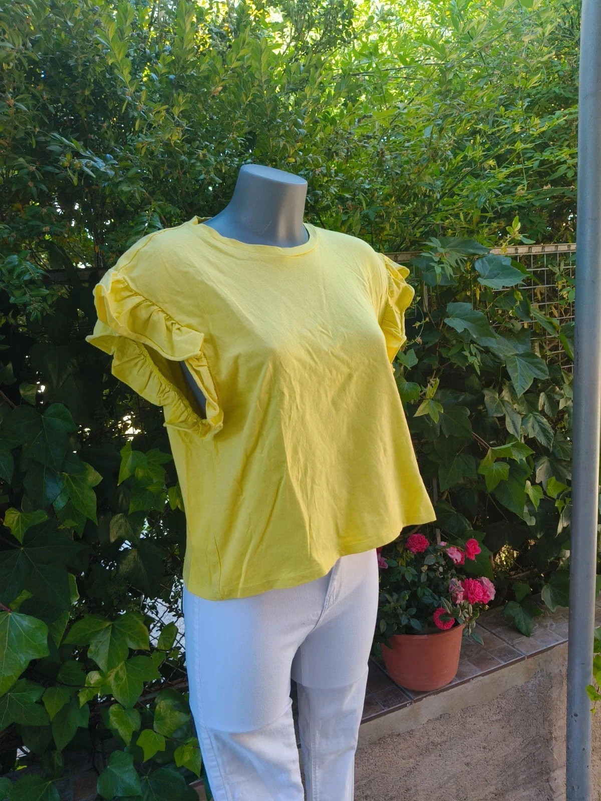 Camiseta Amarilla Zara con Volantes – Talla M 🌈 – Zara – taille M / 38 / 10 2