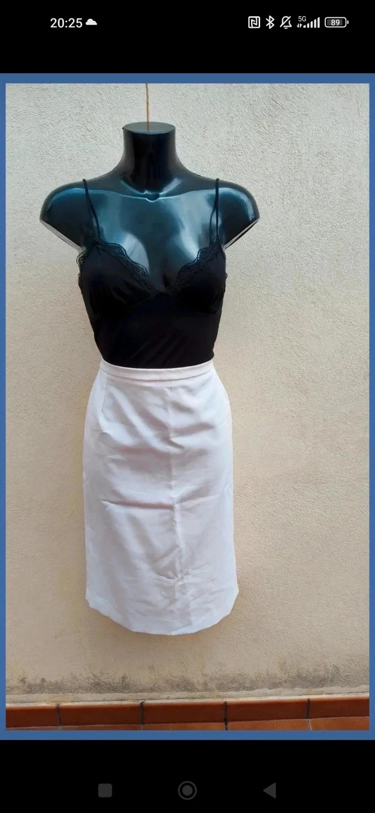 Falda de tubo clásica – Blanco roto / Crema 🌈 – La Boutique – taille XL / 42 / 14