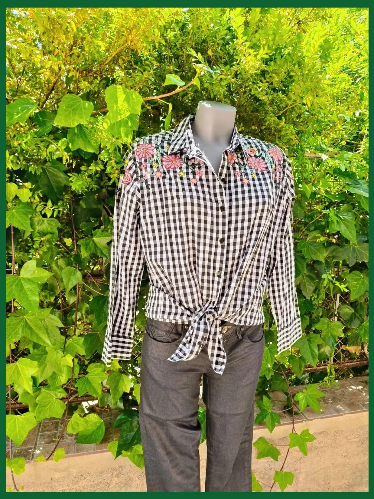 Camisa de Cuadros Vichy con Bordados Florales - Pimkie 🌈 – Pimkie – taille M / 38 / 10 2