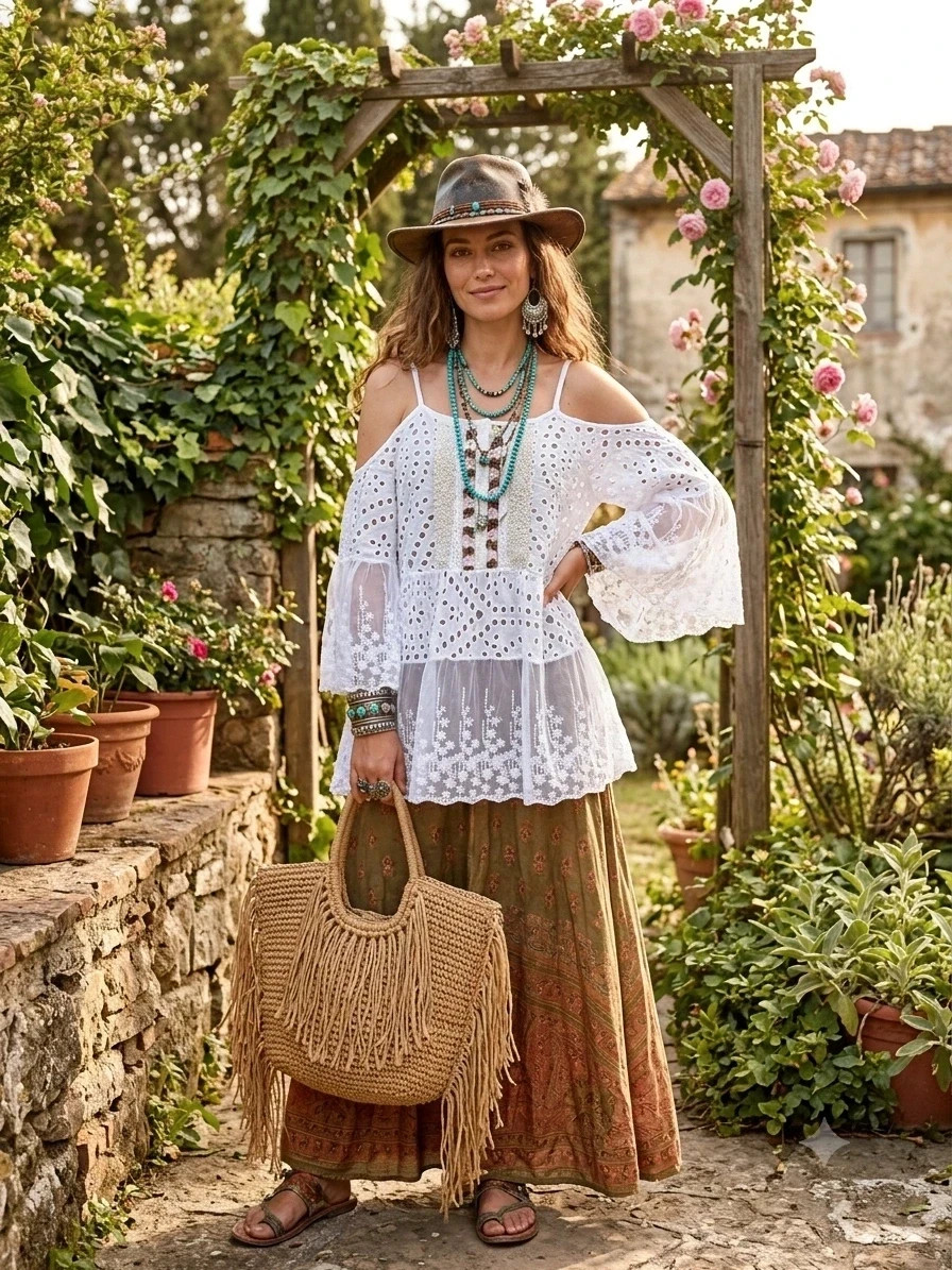 Minivestido corto estilo ibicenco blanco Elegante con bordados y abalorios 🌈 – Boutique Bohéme – taille L / 40 / 12 2