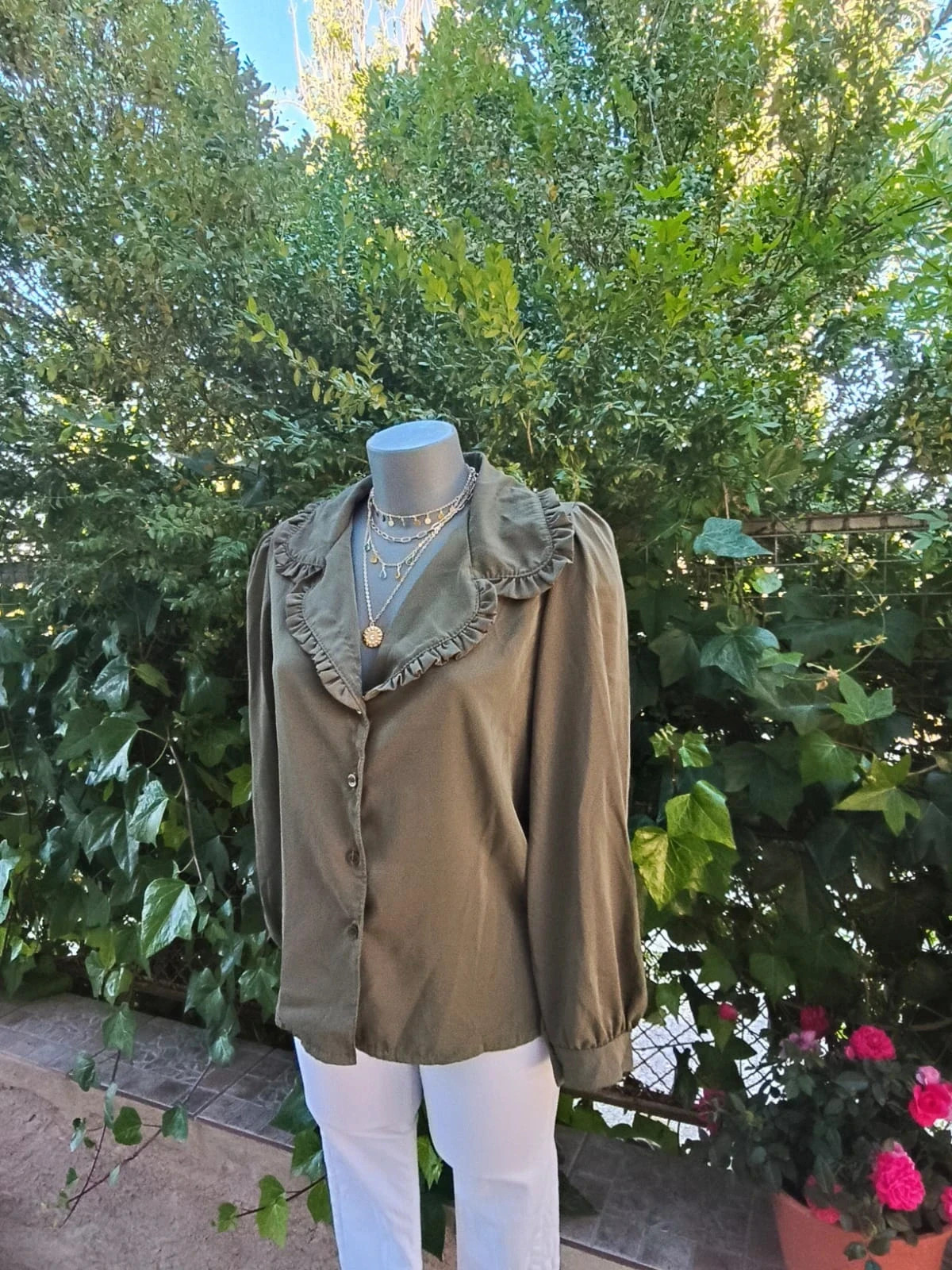 Camisa romántica verde caqui - MUSE 🌈 – Muse – taille M / 38 / 10 3