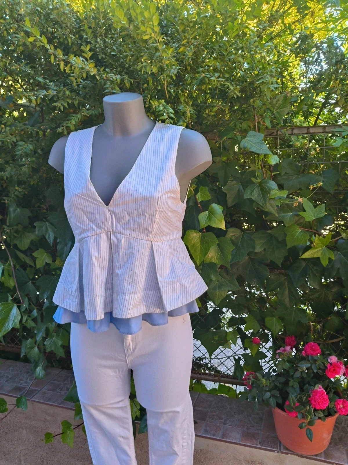 Top Péplum a Rayas con Lazo - Estilo Elegante 🌈 – Zara – taille M / 38 / 10 4
