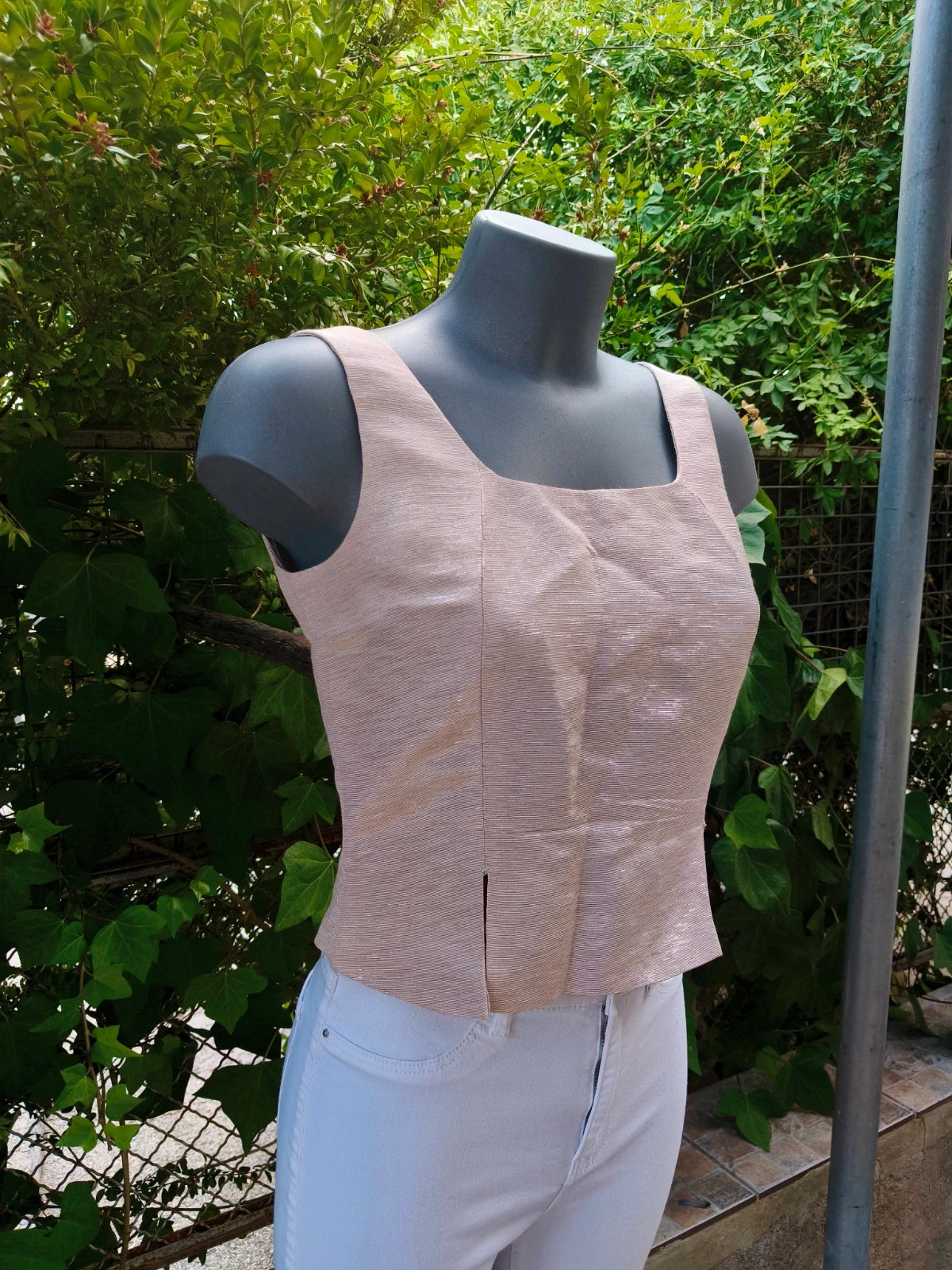 Top ajustado de lúrex rosa pastel – La Boutique – taille L / 40 / 12 3