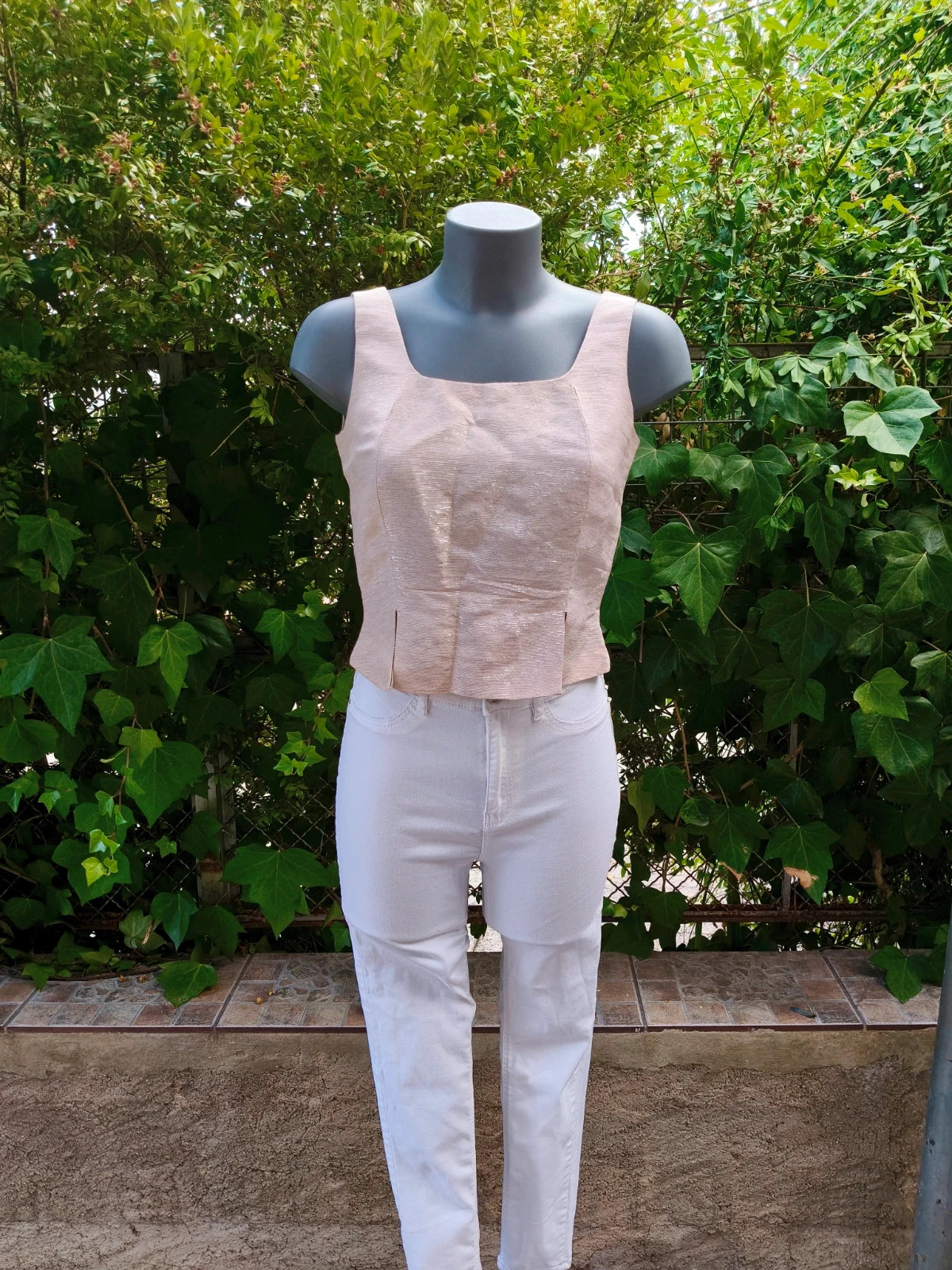 Top ajustado de lúrex rosa pastel – La Boutique – taille L / 40 / 12