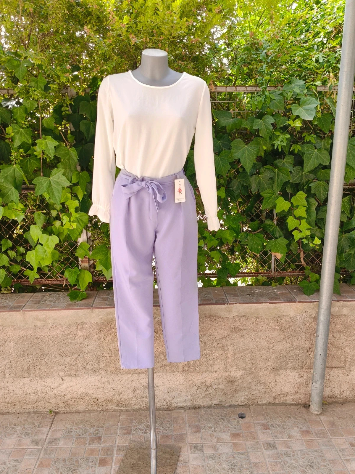 Pantalón lila Zikai Fashion talla M con lazo 🎀 corte recto