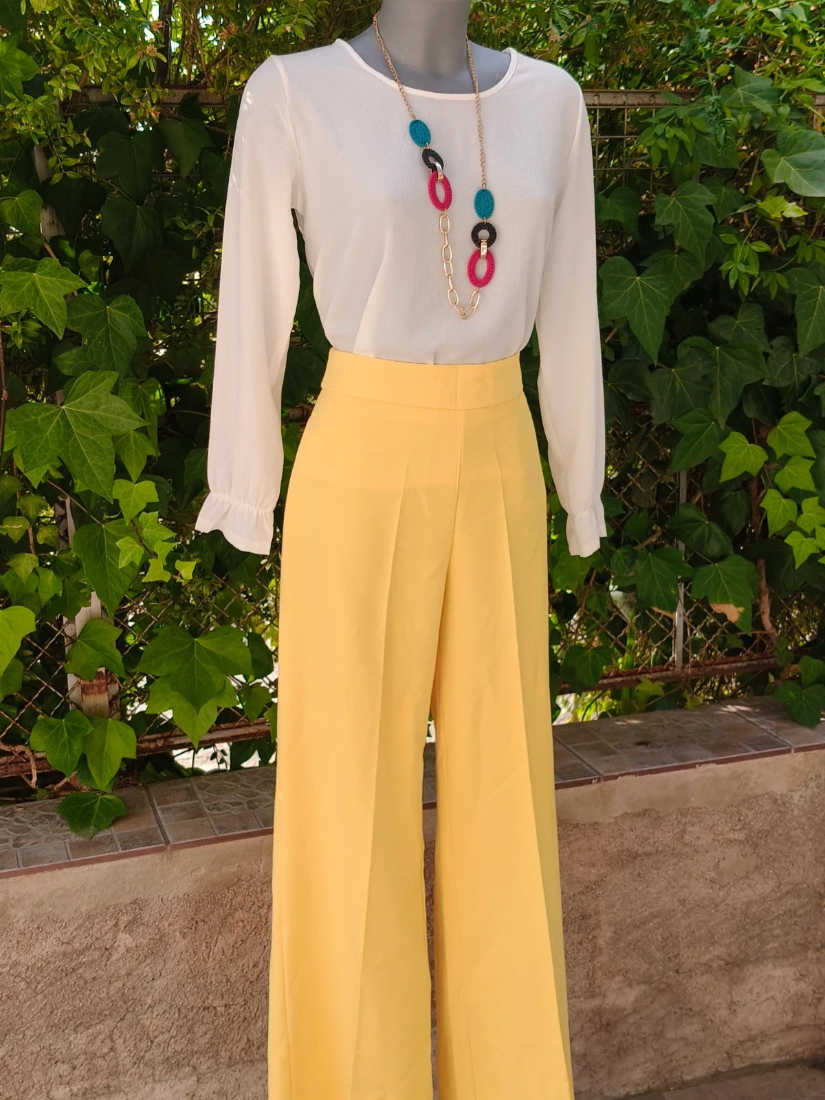 Pantalón ancho fluido amarillo 🌈 – La Boutique – taille L / 40 / 12 2
