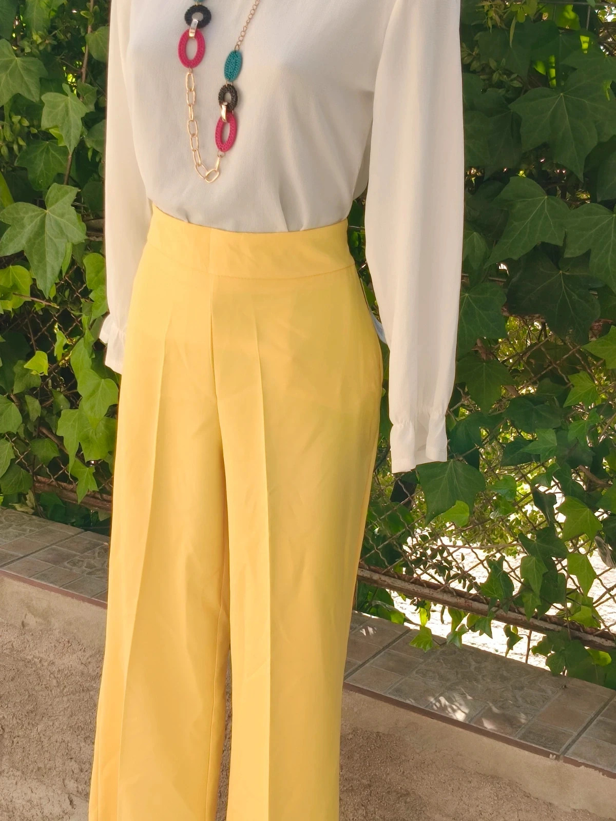 Pantalón ancho fluido amarillo 🌈 – La Boutique – taille L / 40 / 12 5
