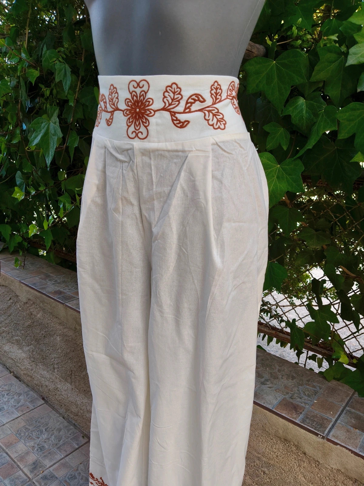 Pantalón ancho boho bordado Armonías 🌈 – Armonias – taille L / 40 / 12 5