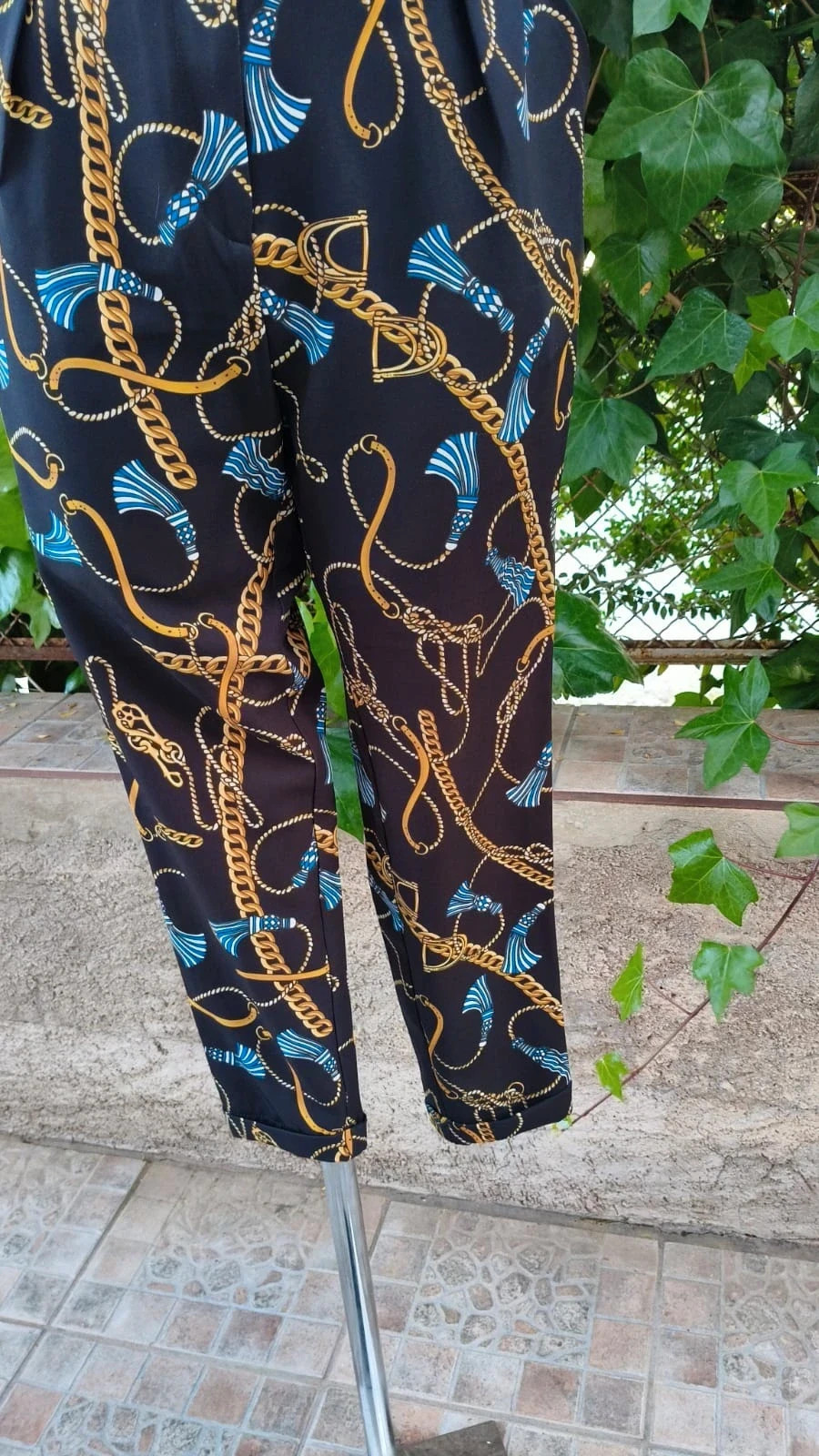Pantalón de Vestir Estampado – Estilo Cadena – Boutique Bohéme – taille M / 38 / 10 5
