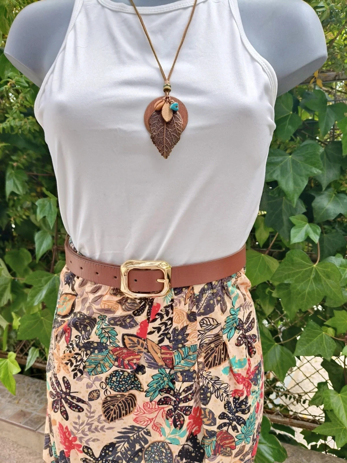 Falda Midi Estampado Tropical con Detalles Dorados - Ashalak Ibiza 🌈 – ashalak ibiza – taille M / 38 / 10 3