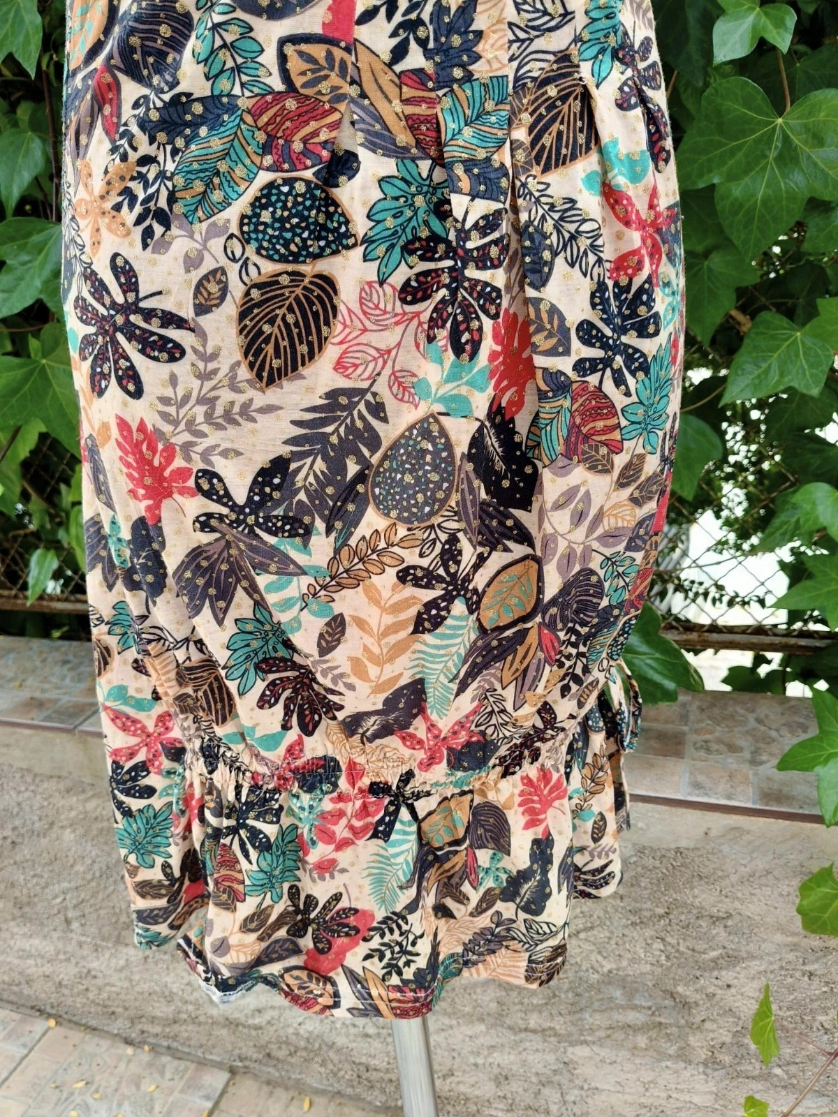 Falda Midi Estampado Tropical con Detalles Dorados - Ashalak Ibiza 🌈 – ashalak ibiza – taille M / 38 / 10 5