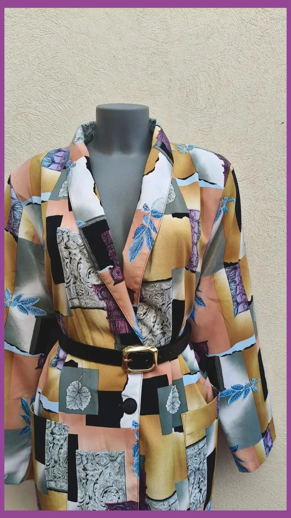 Blazer Vintage Estampado Artístico - Talla 3XL 🌈 – Vintage Boutique – taille XXXL / 46 / 18 4
